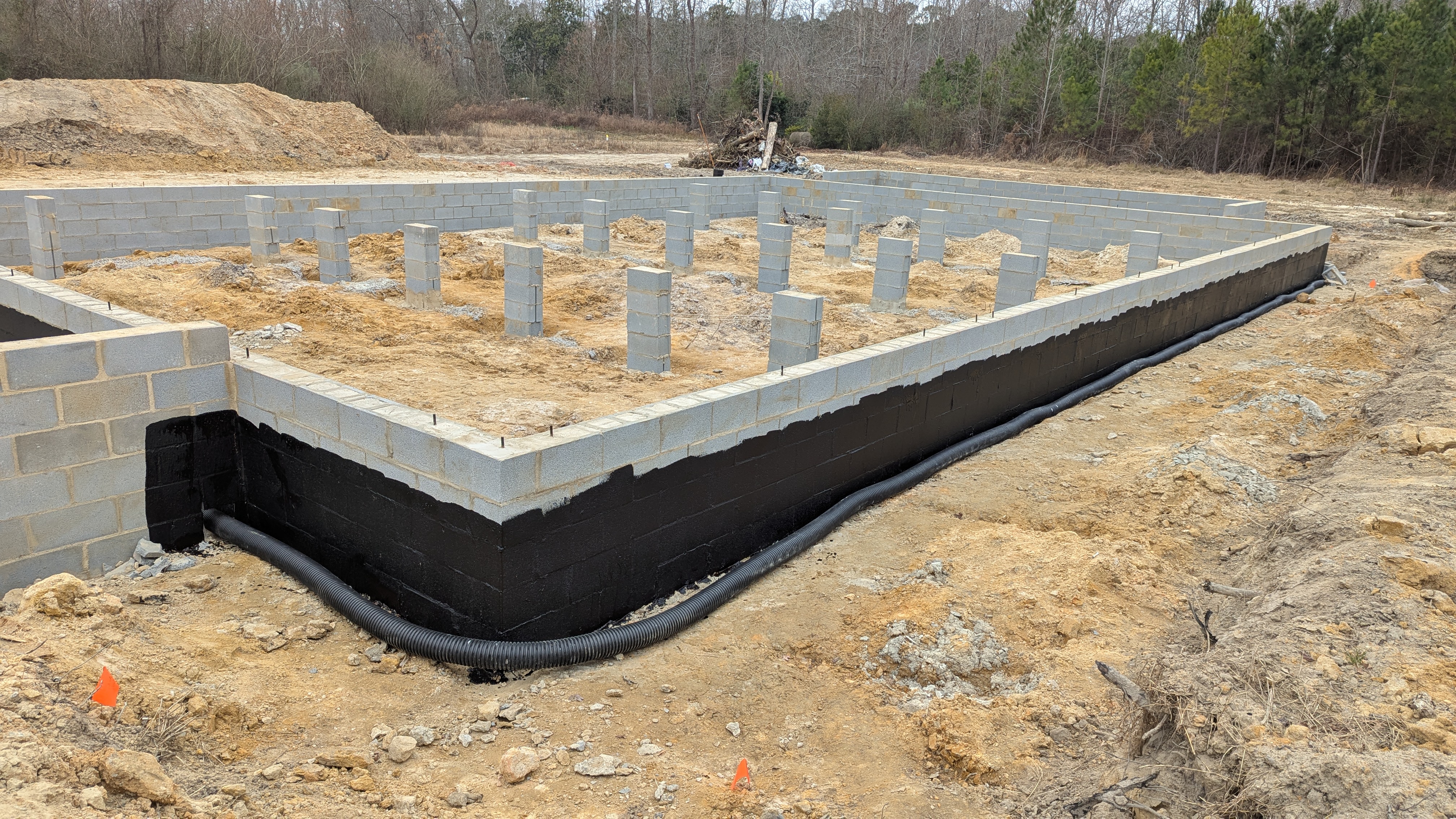Waterproofed foundation